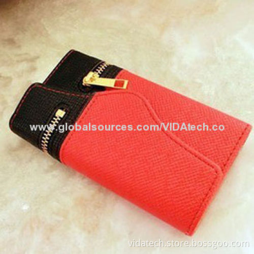 Leather Pouch Case with Zipper, for iPhone 5/5S, Factory